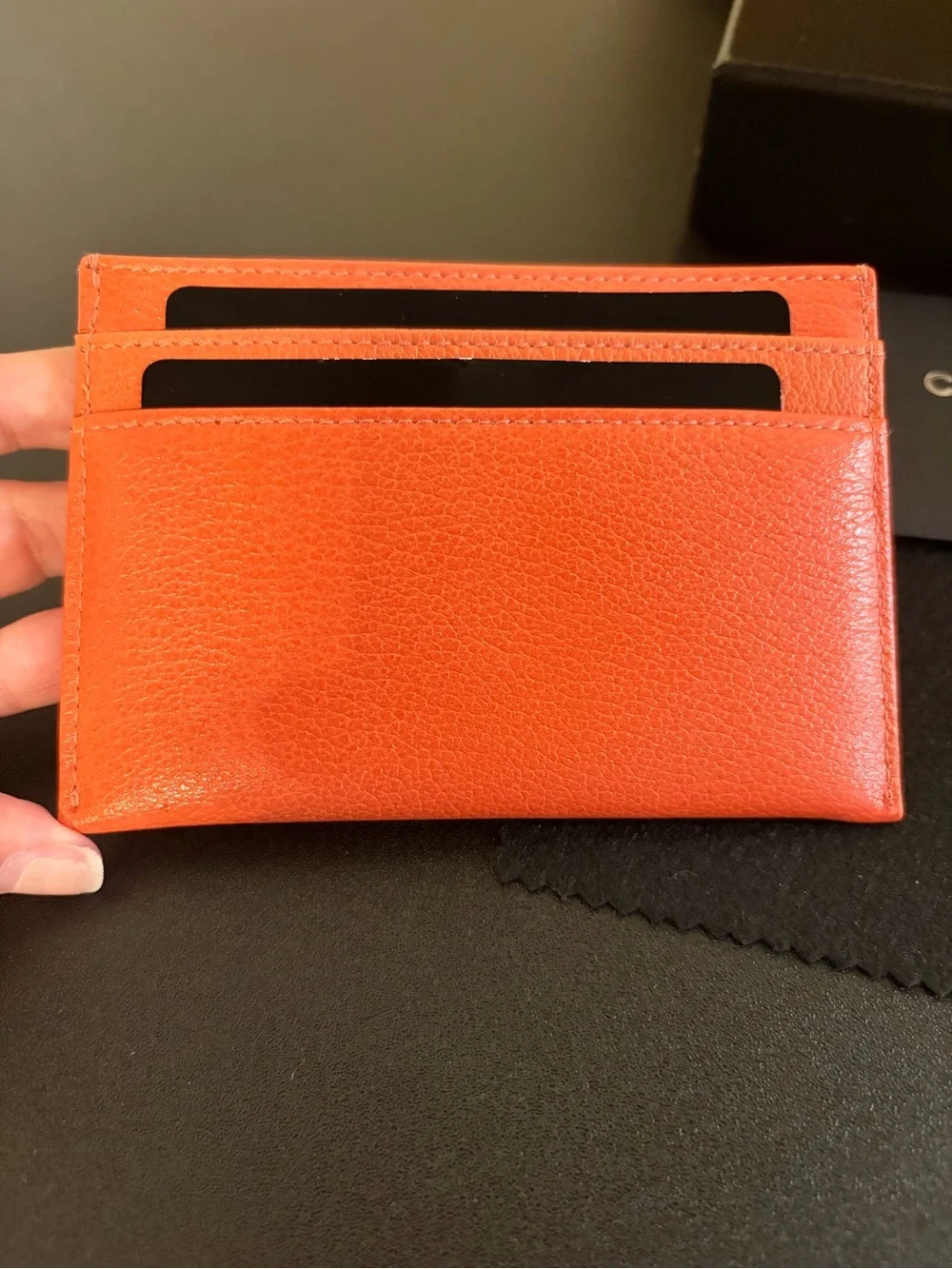 Chanel Goatskin Embossed Camellia Card Holder in Coral
